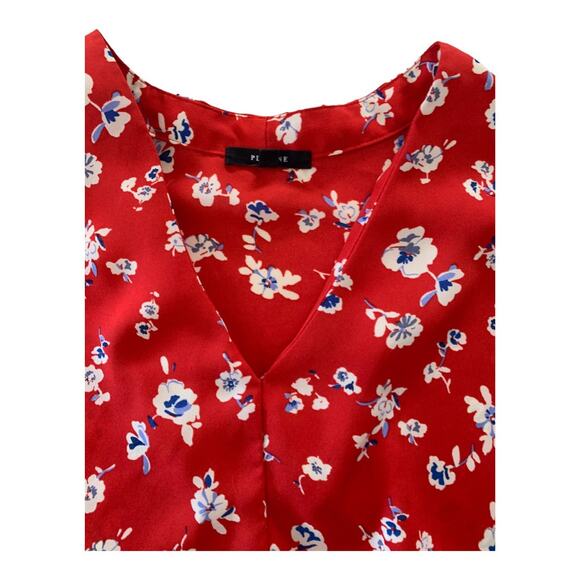 Pleione womens xxl 2x casual red floral cap sleeve blouse short sleeve business - Picture 4 of 9